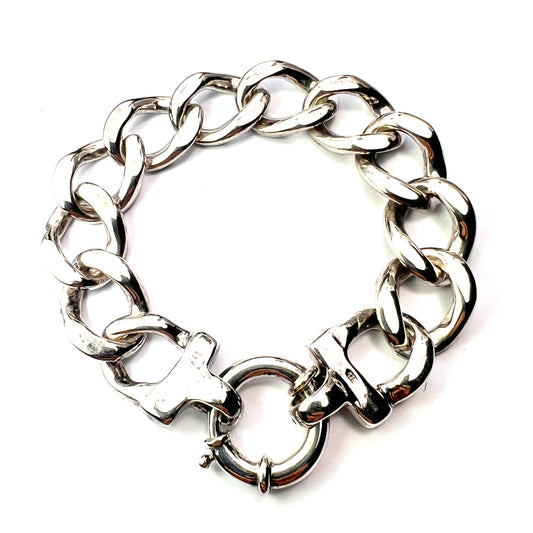Lightweight Chunky Vintage Sterling Silver Bracelet