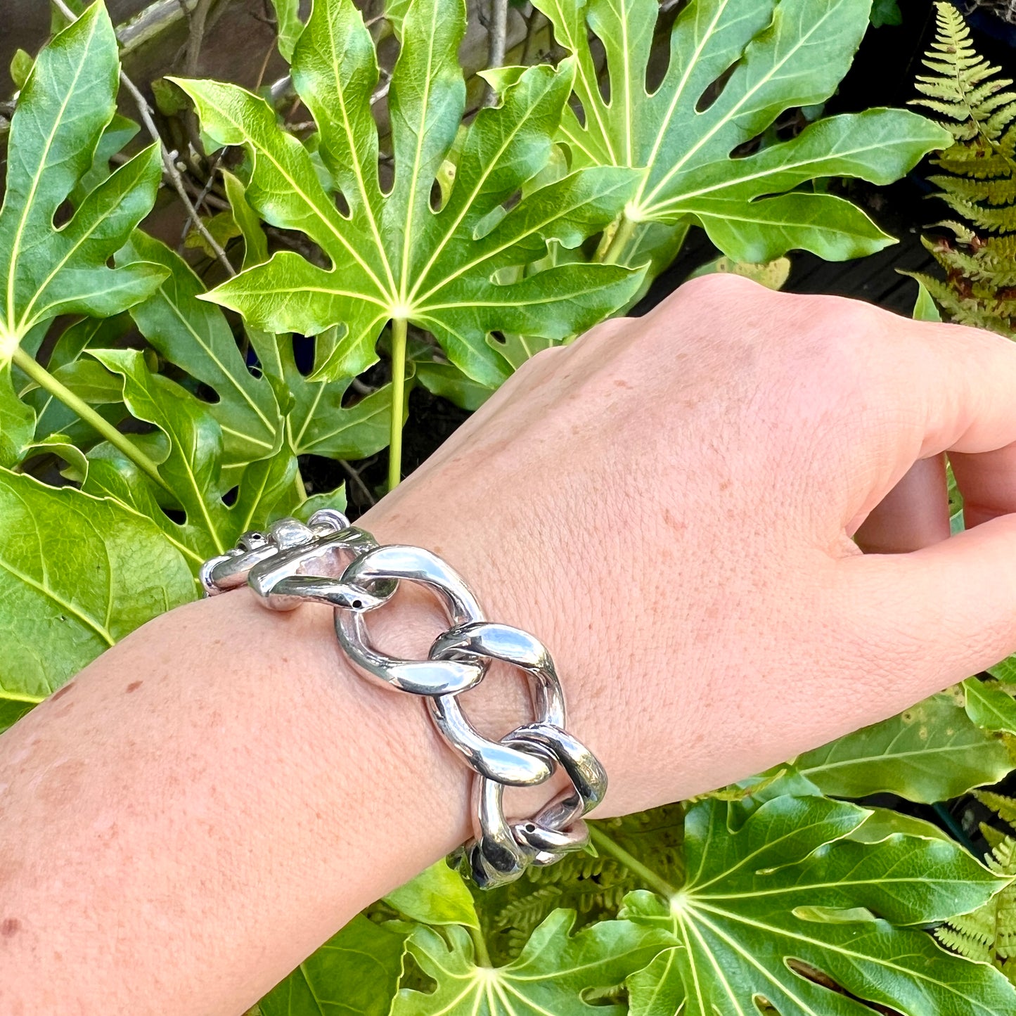 Lightweight Chunky Vintage Sterling Silver Bracelet