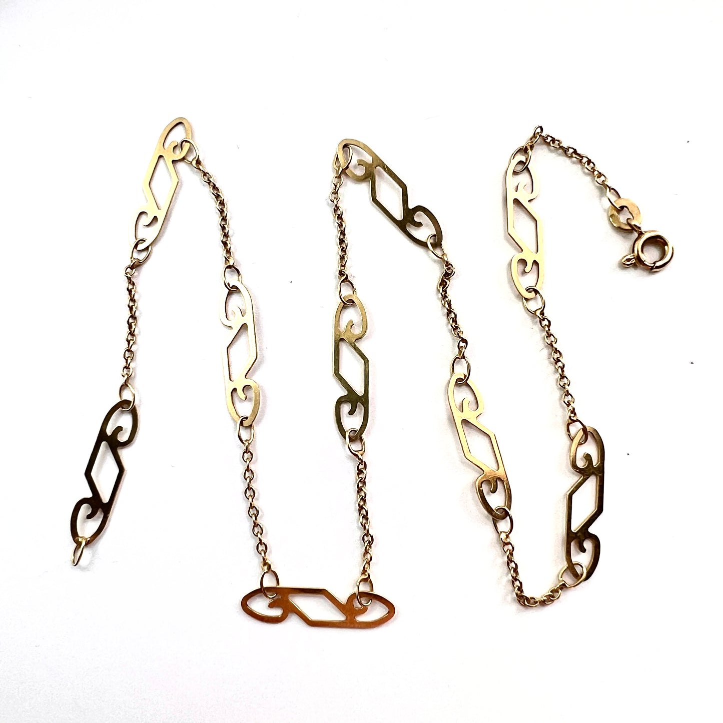 Vintage 14CT Gold Fancy Station Chain Necklace