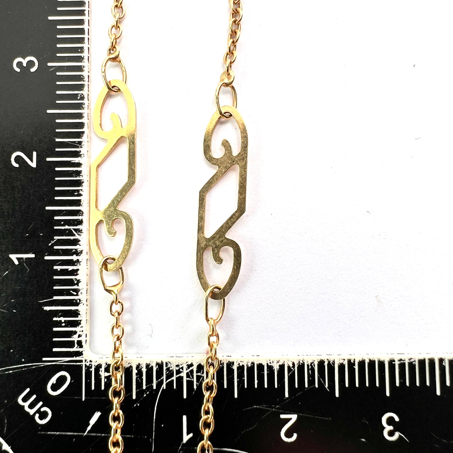 Vintage 14CT Gold Fancy Station Chain Necklace