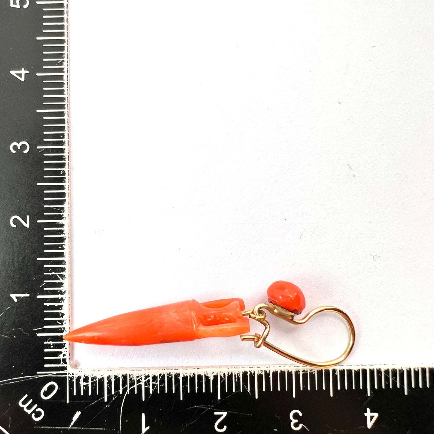 Victorian Coral Drop Gold Earrings
