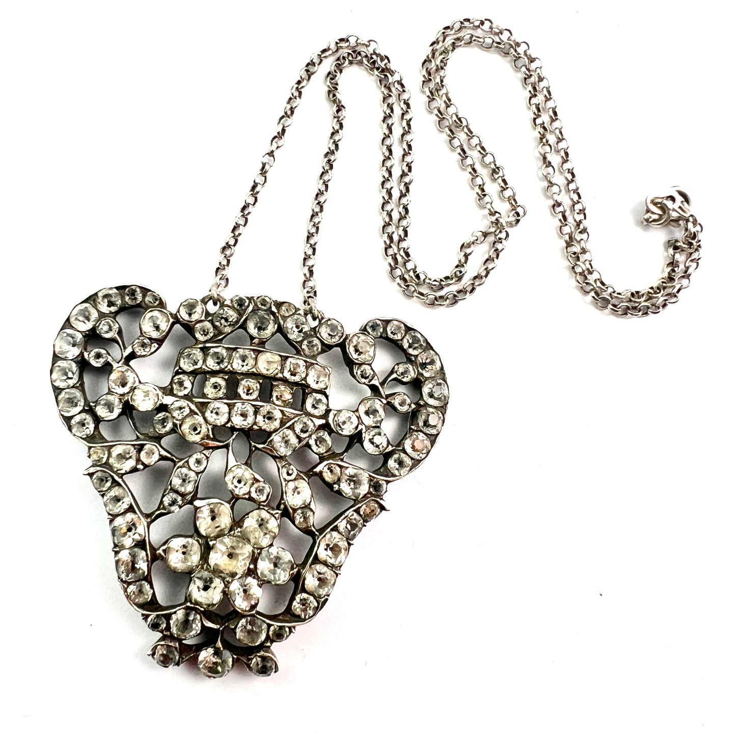 Georgian Silver Paste Pendant Necklace