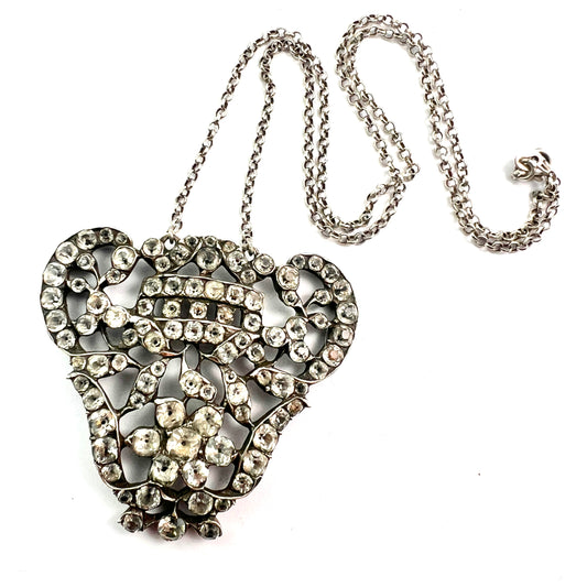 Georgian Silver Paste Pendant Necklace