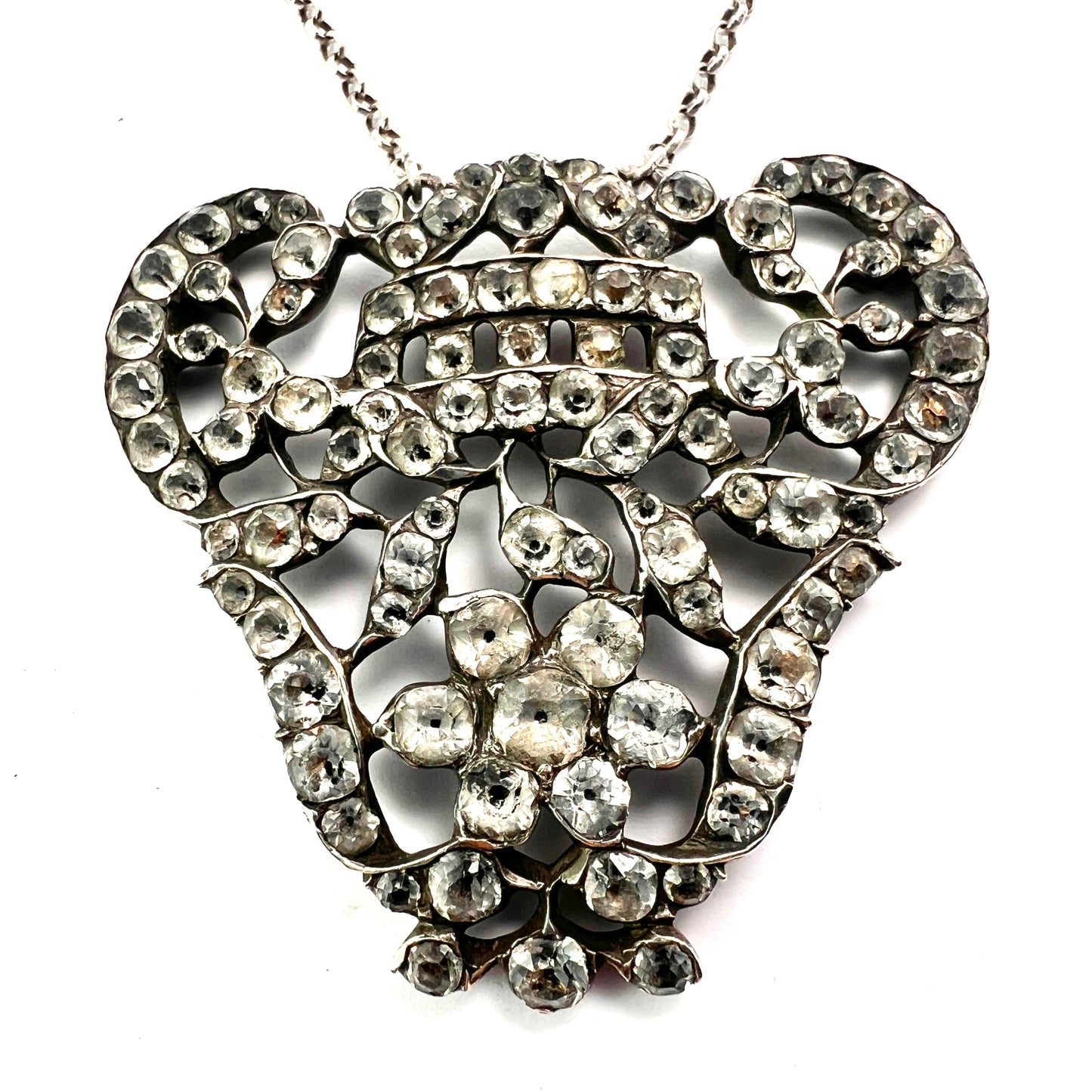 Georgian Silver Paste Pendant Necklace