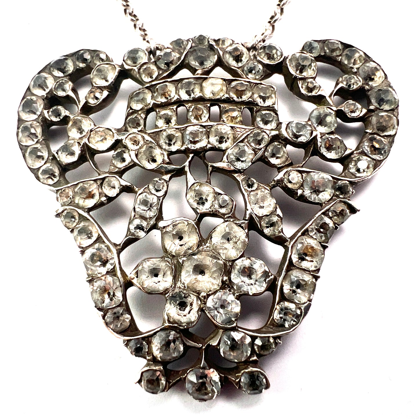 Georgian Silver Paste Pendant Necklace