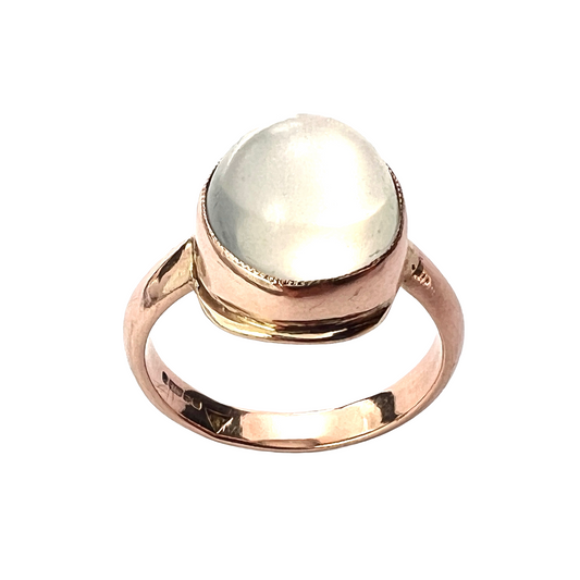 Vintage 9CT Rose Gold Moonstone/Quartz Ring