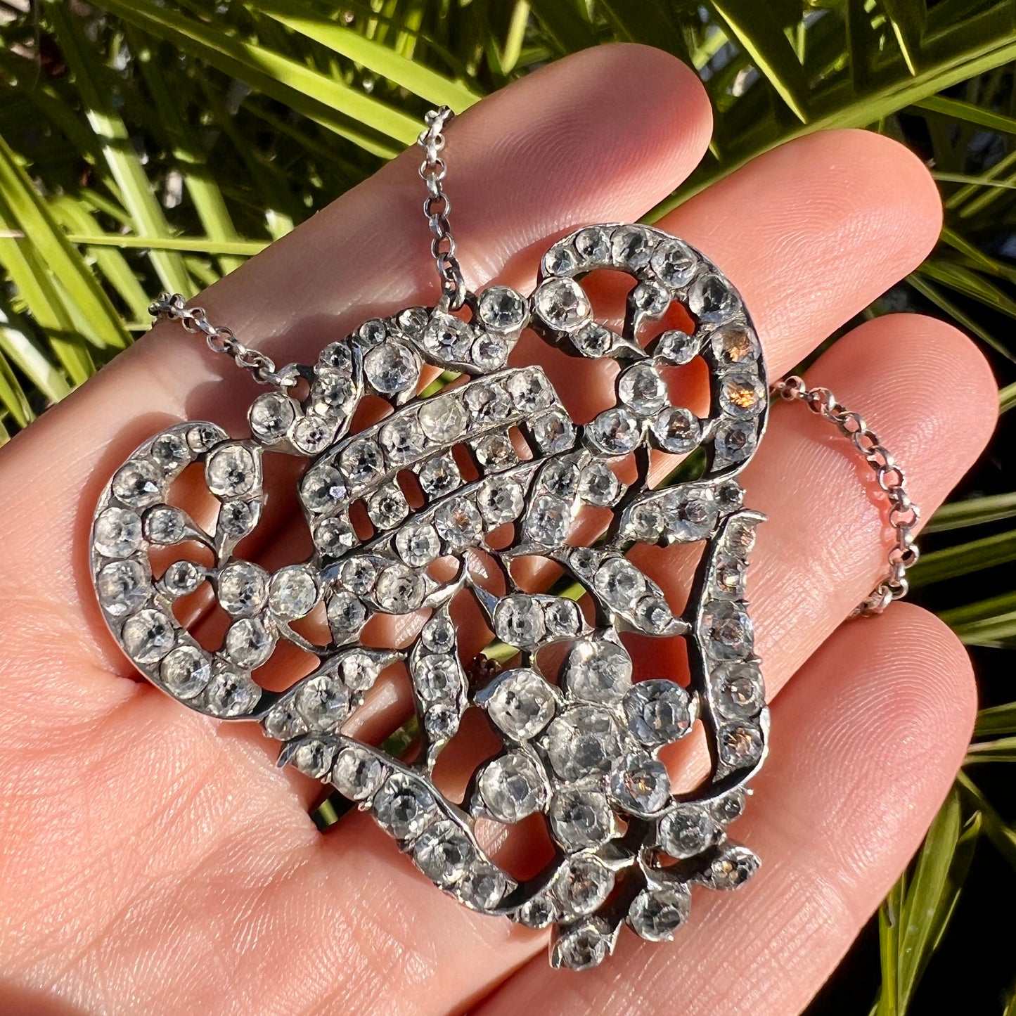 Georgian Silver Paste Pendant Necklace