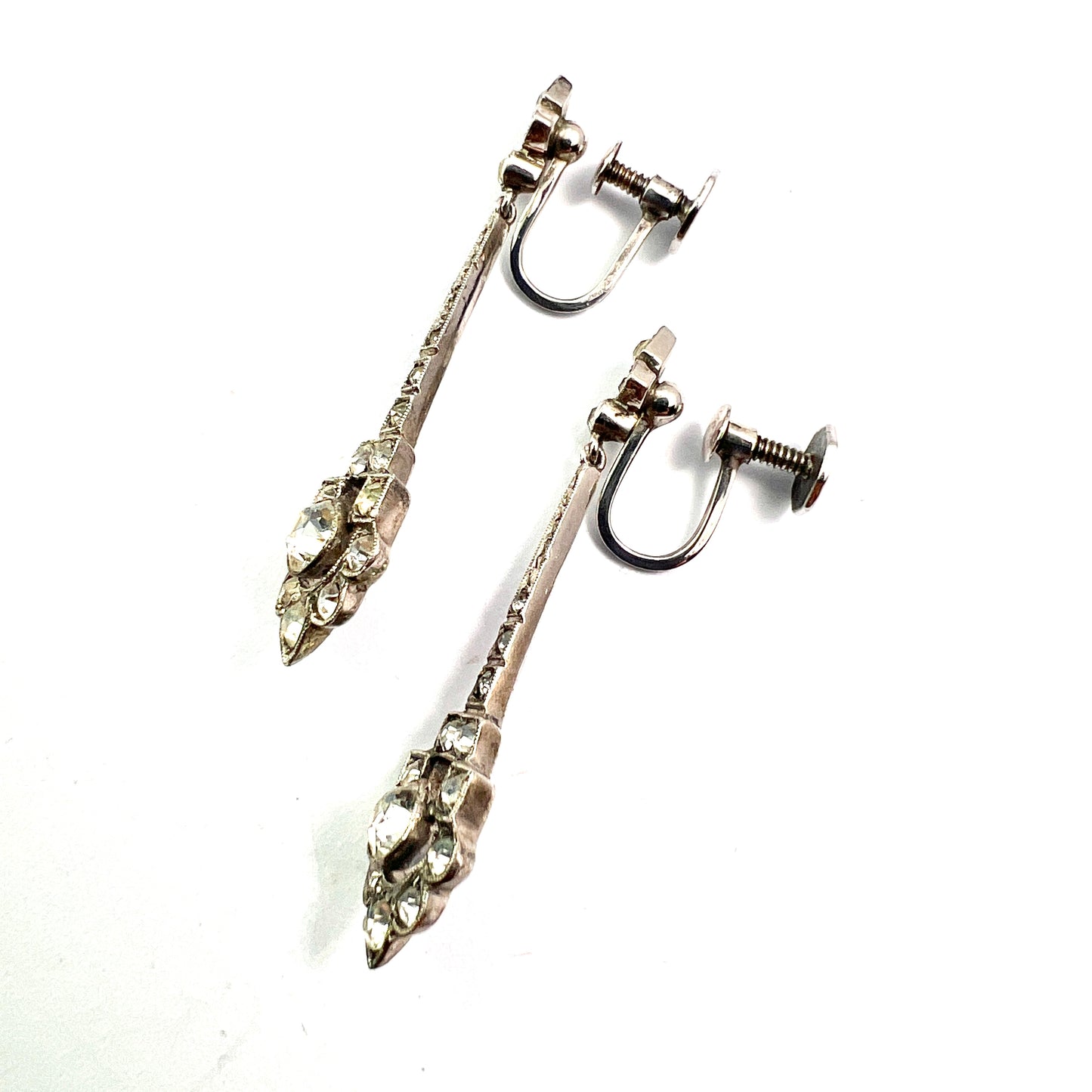 Art Deco Sterling Silver Paste Screwback Earrings by CIRO SCP