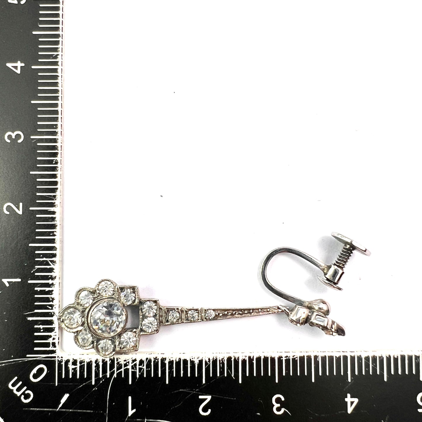 Art Deco Sterling Silver Paste Screwback Earrings by CIRO SCP
