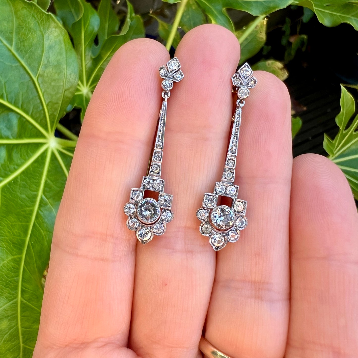 Art Deco Sterling Silver Paste Screwback Earrings by CIRO SCP
