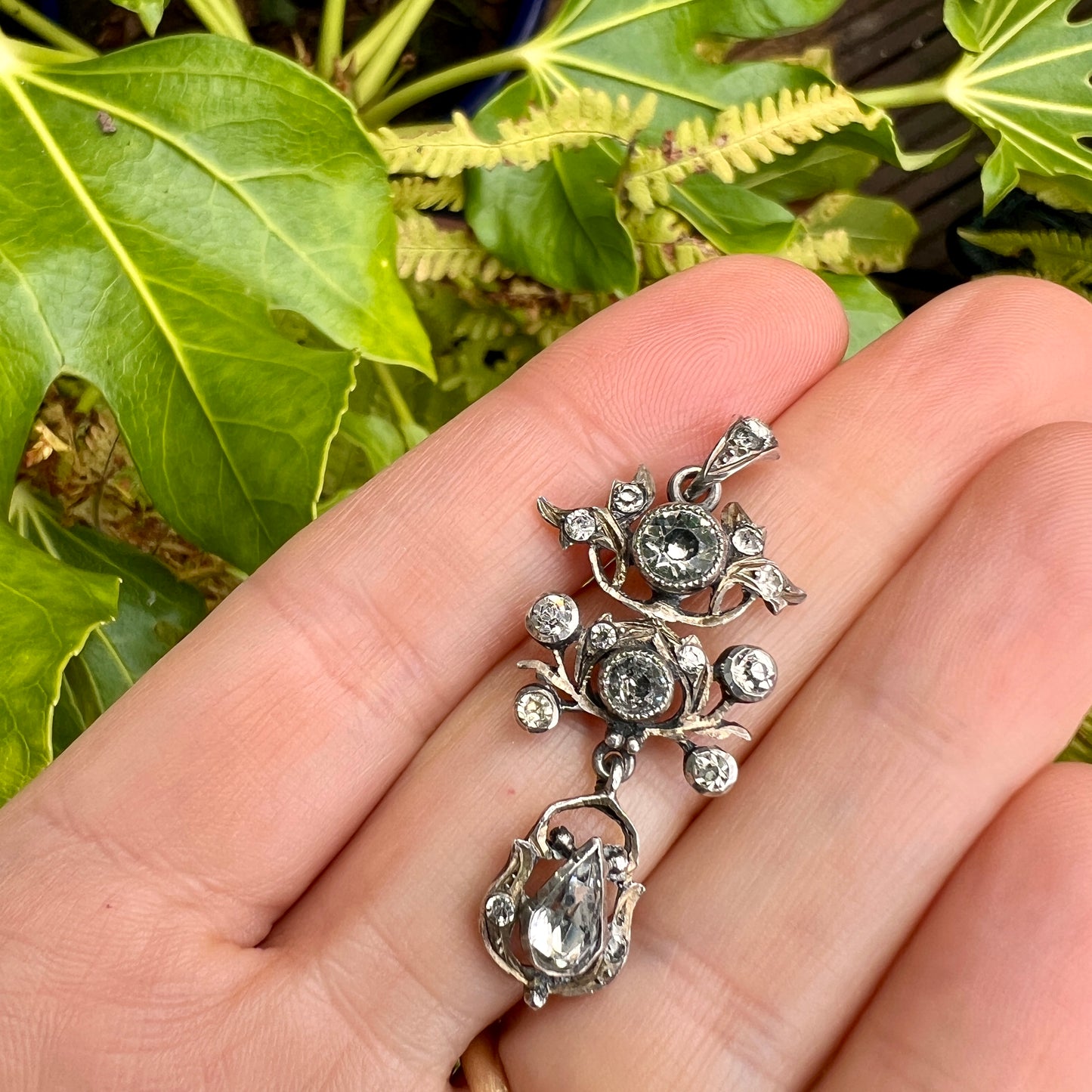 Georgian Silver Paste Drop Pendant
