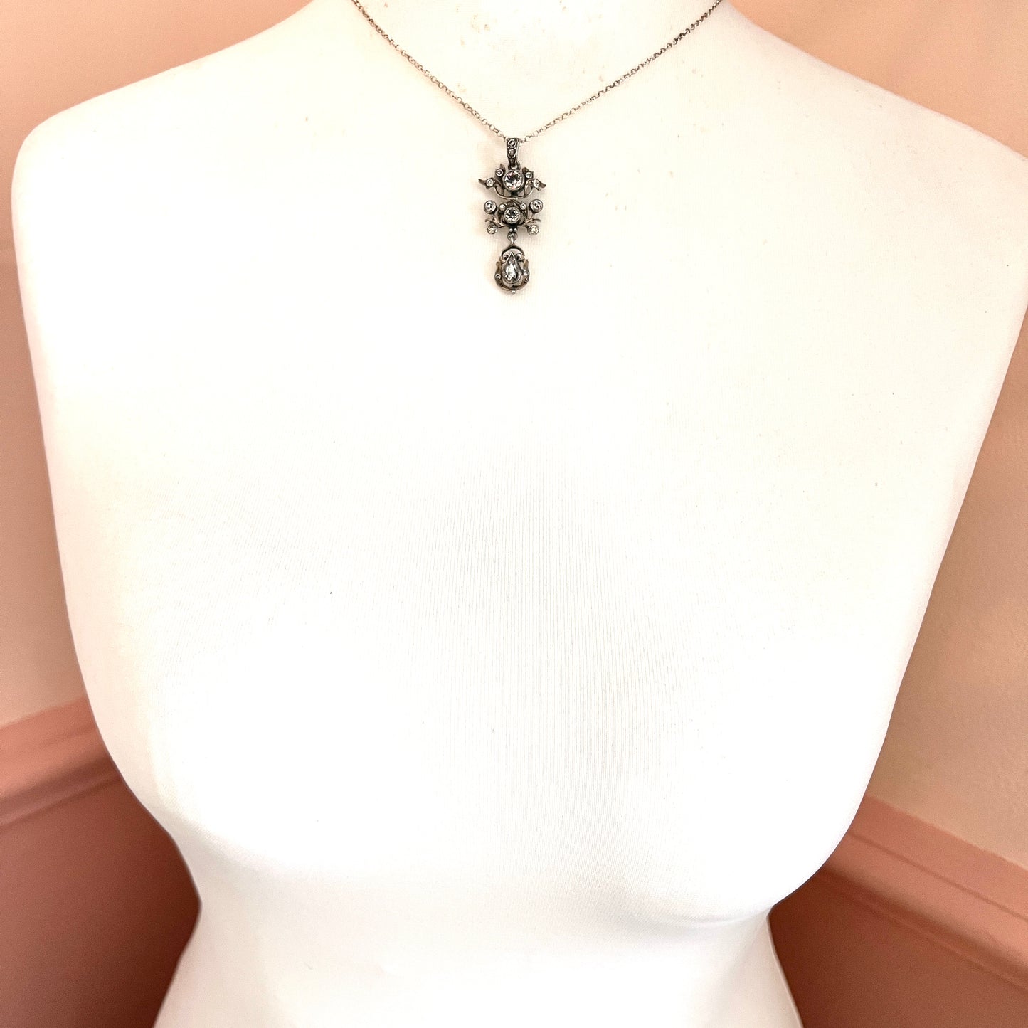 Georgian Silver Paste Drop Pendant