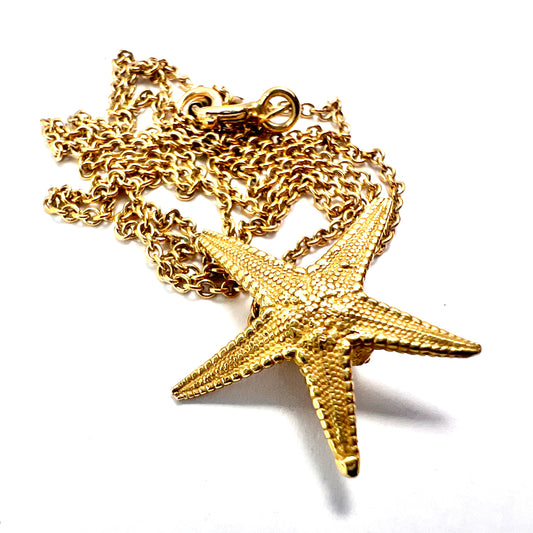 Vintage 18CT Gold Starfish Pendant Necklace