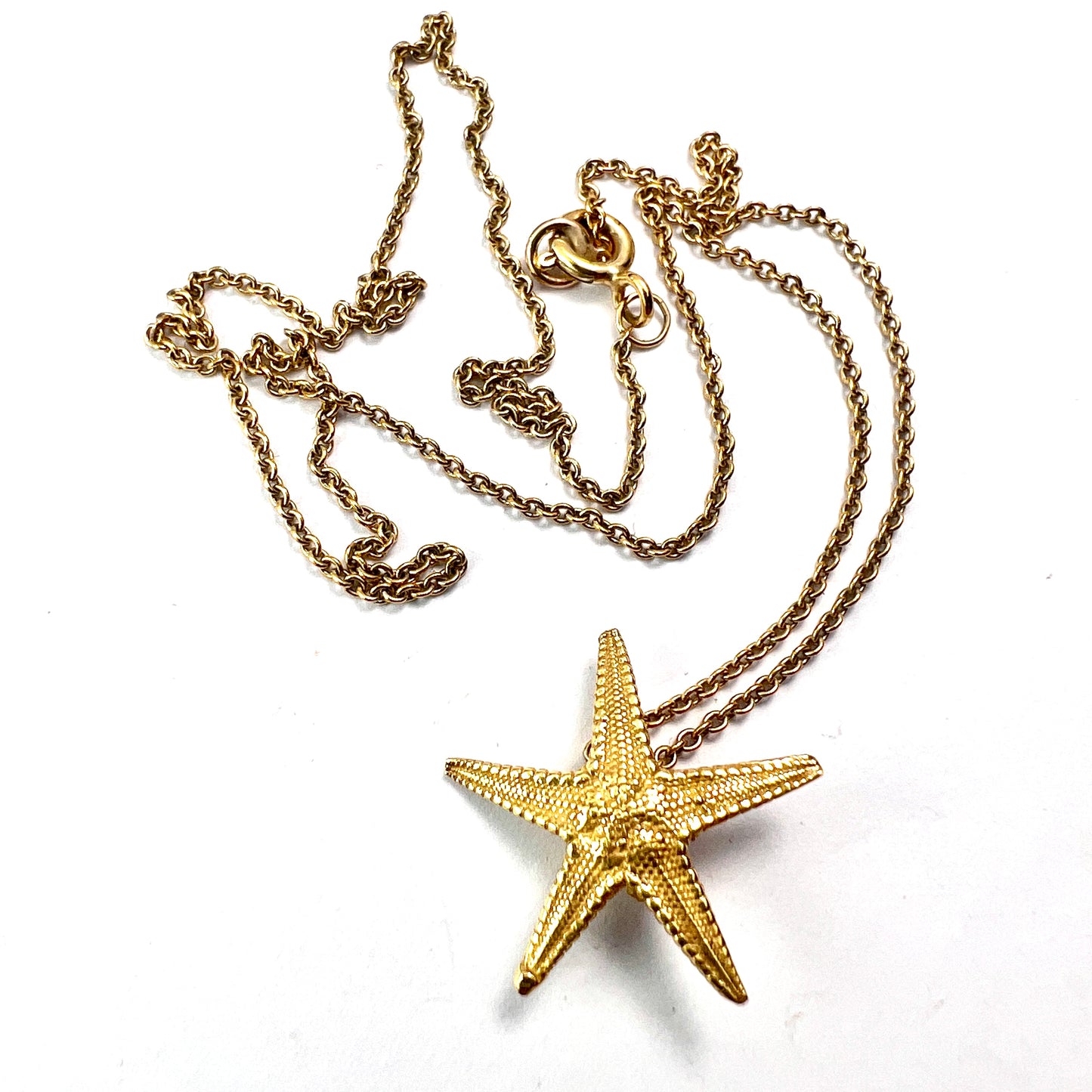 Vintage 18CT Gold Starfish Pendant Necklace