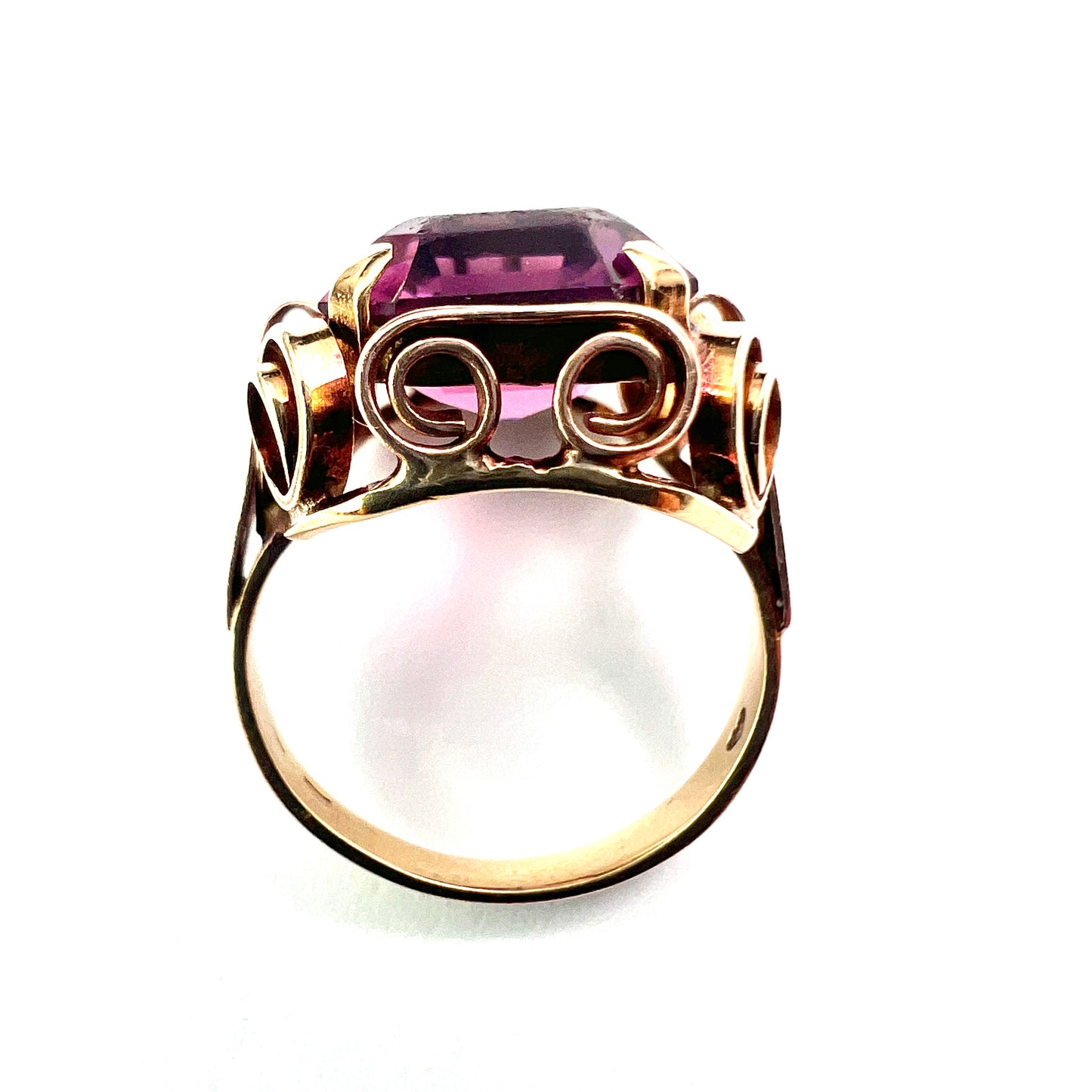 Vintage 1940s 14CT Gold Amethyst Paste Ring