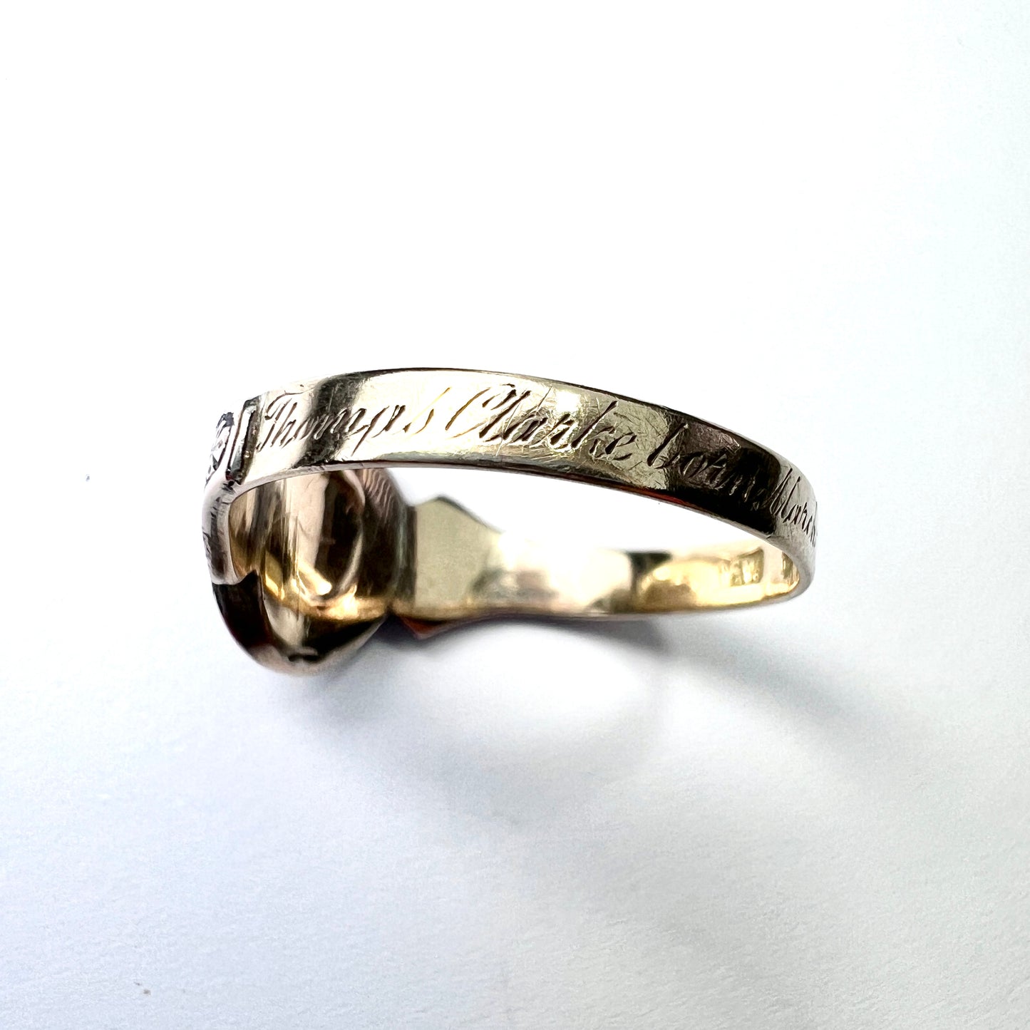 Victorian 9CT Gold Enamel Forget Me Not Memorial Ring