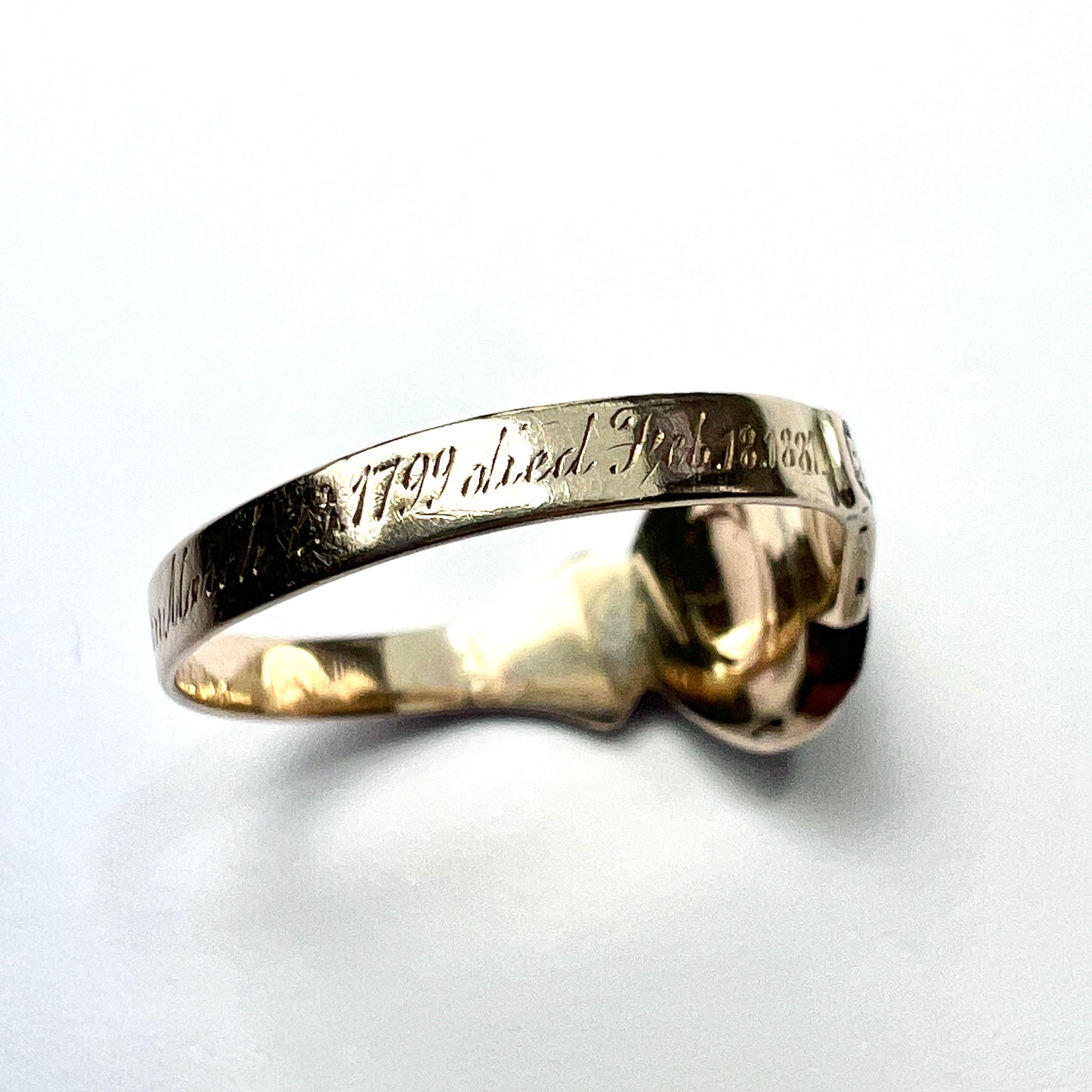 Victorian 9CT Gold Enamel Forget Me Not Memorial Ring