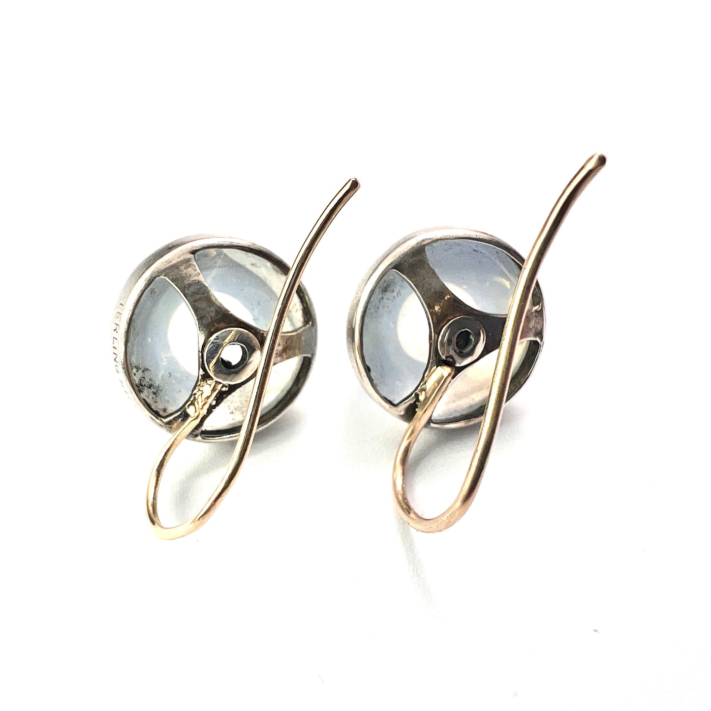 Antique Arts and Crafts Sugarloaf Moonstone Cabochon Earrings