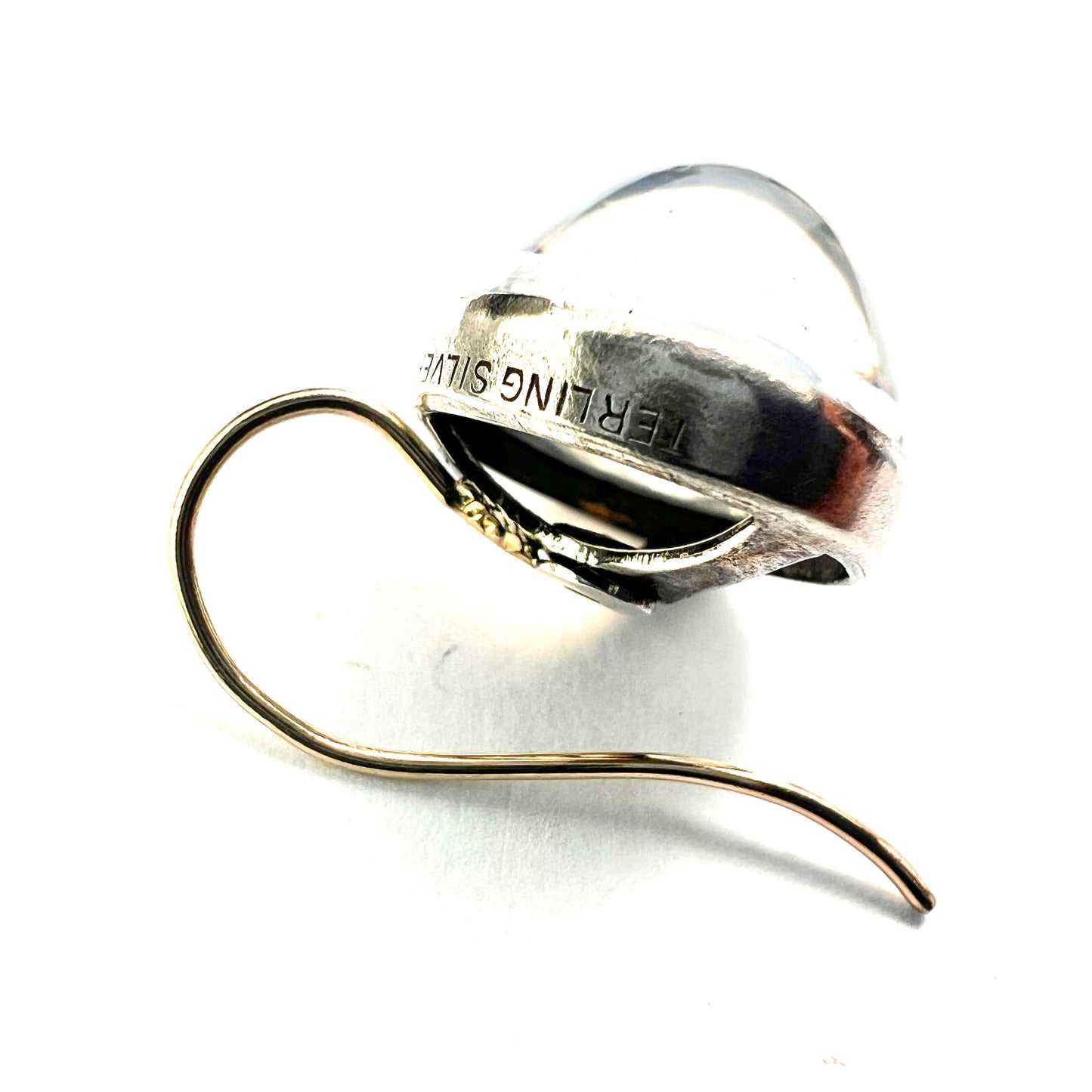 Antique Arts and Crafts Sugarloaf Moonstone Cabochon Earrings