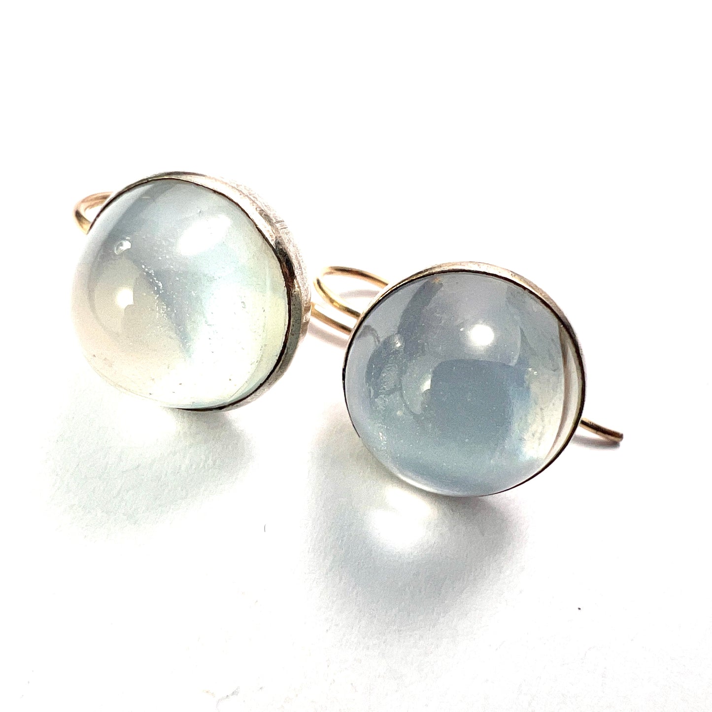 Antique Arts and Crafts Sugarloaf Moonstone Cabochon Earrings