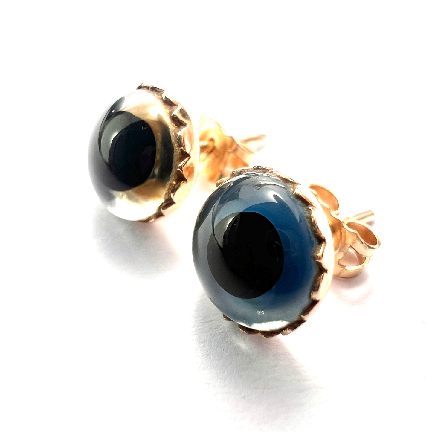 Vintage 14CT Gold Fish Eye Stud Earrings