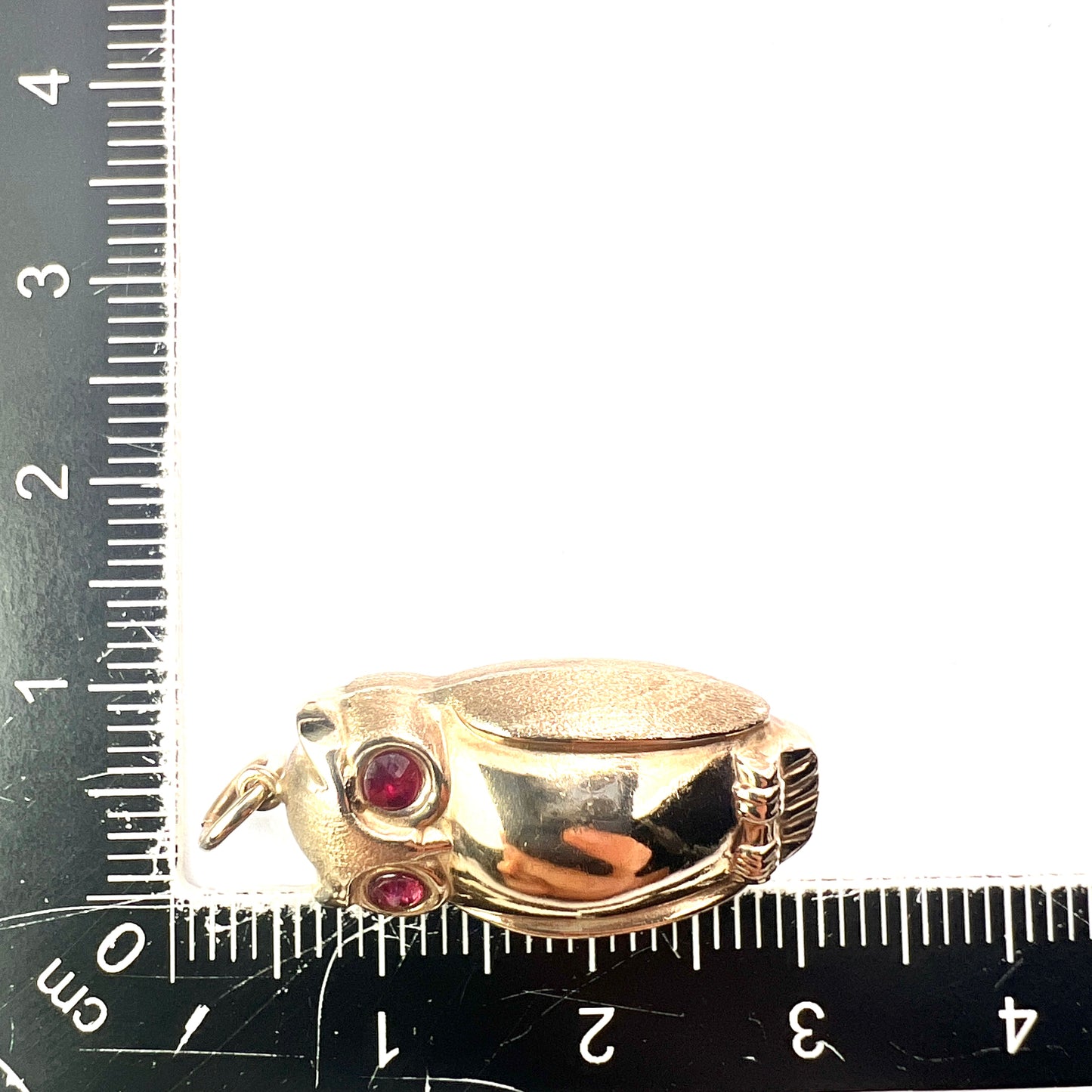 Vintage 9CT Gold Owl Charm Pendant with Ruby Eyes