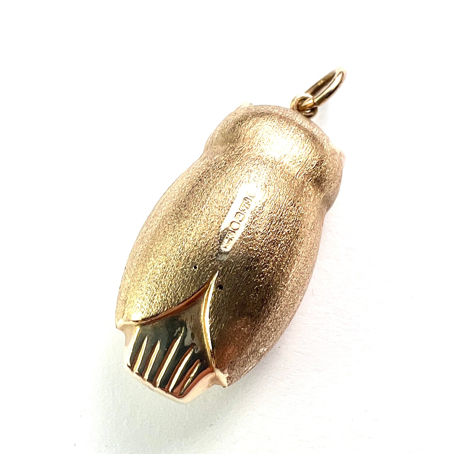 Vintage 9CT Gold Owl Charm Pendant with Ruby Eyes