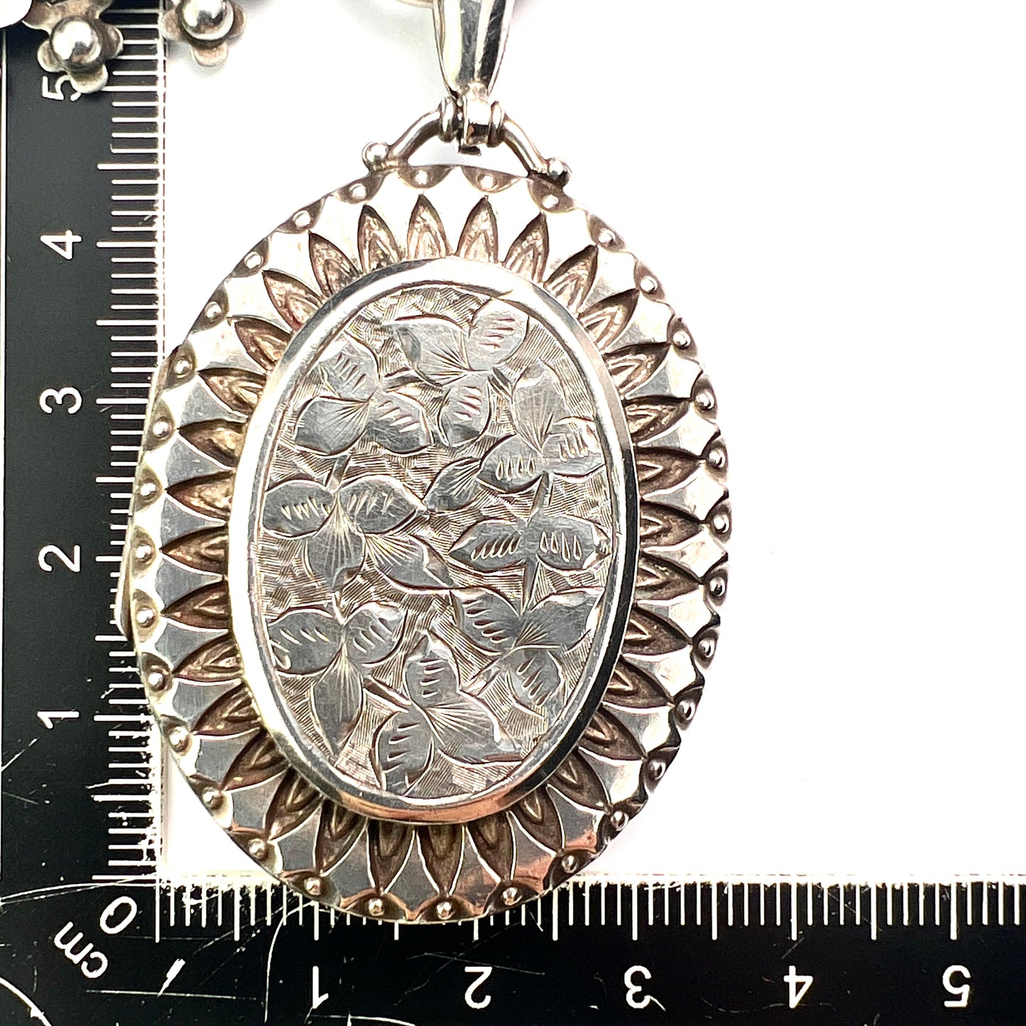 Victorian Large Locket Silver Book Chain Necklace
