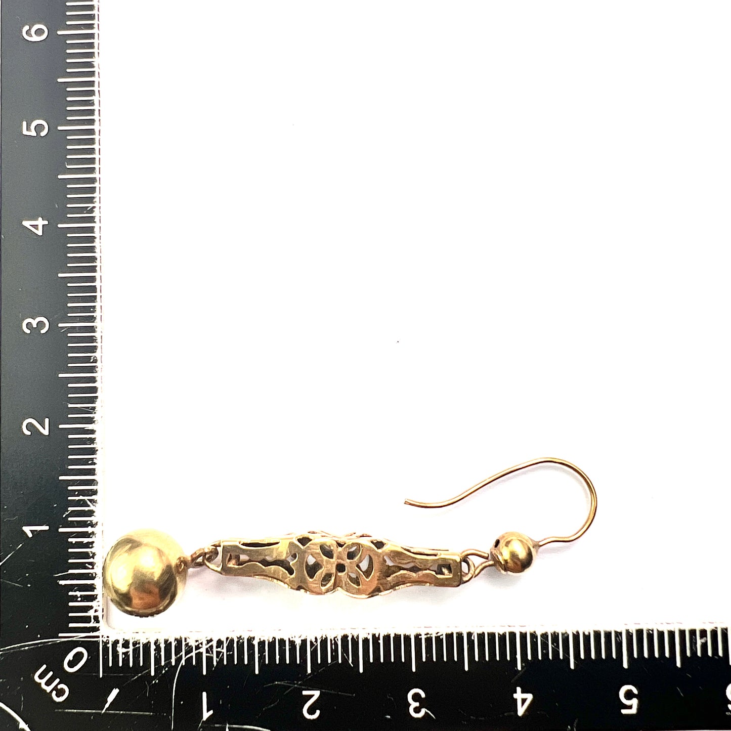Victorian 9CT Gold Orb Drop Earrings