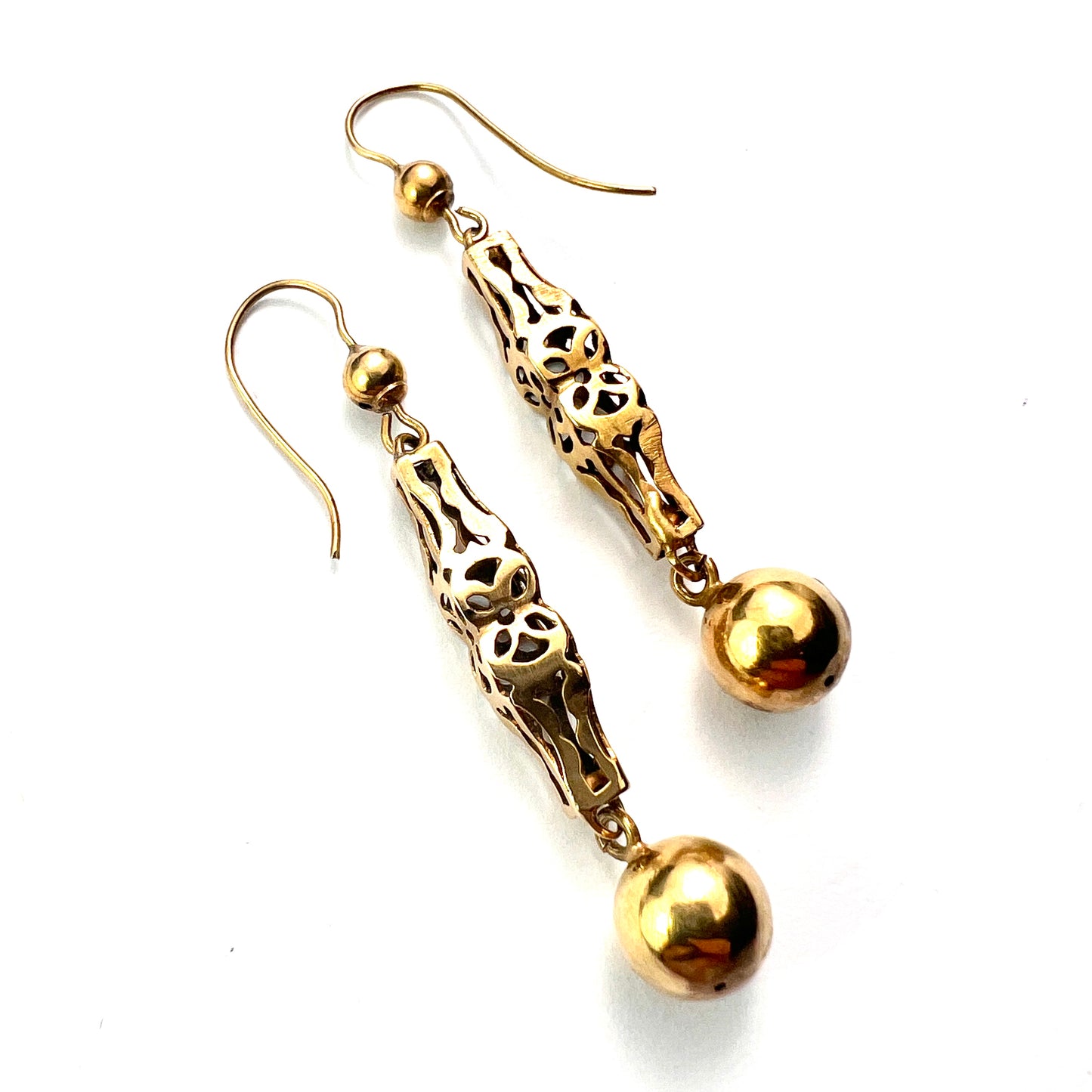 Victorian 9CT Gold Orb Drop Earrings