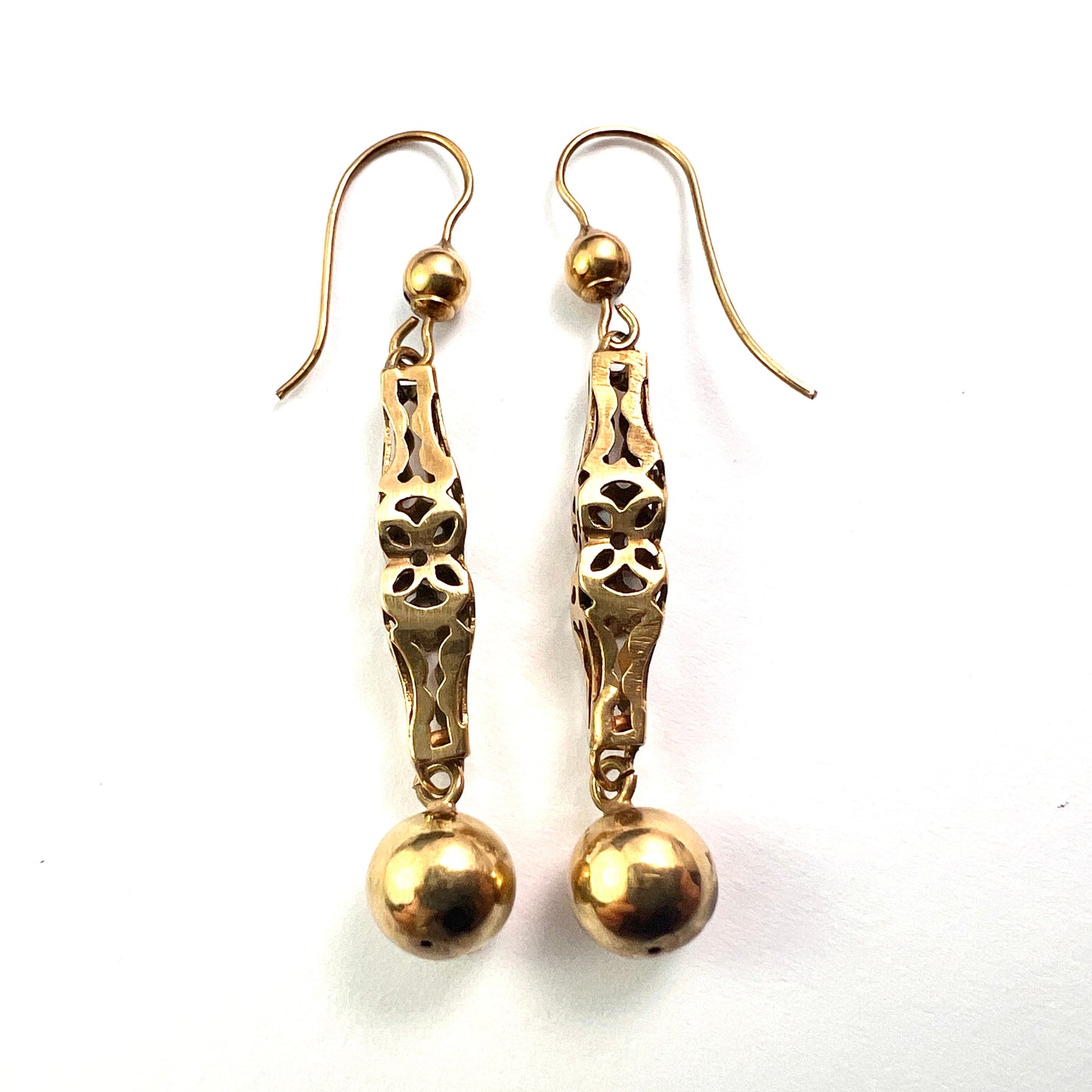 Victorian 9CT Gold Orb Drop Earrings