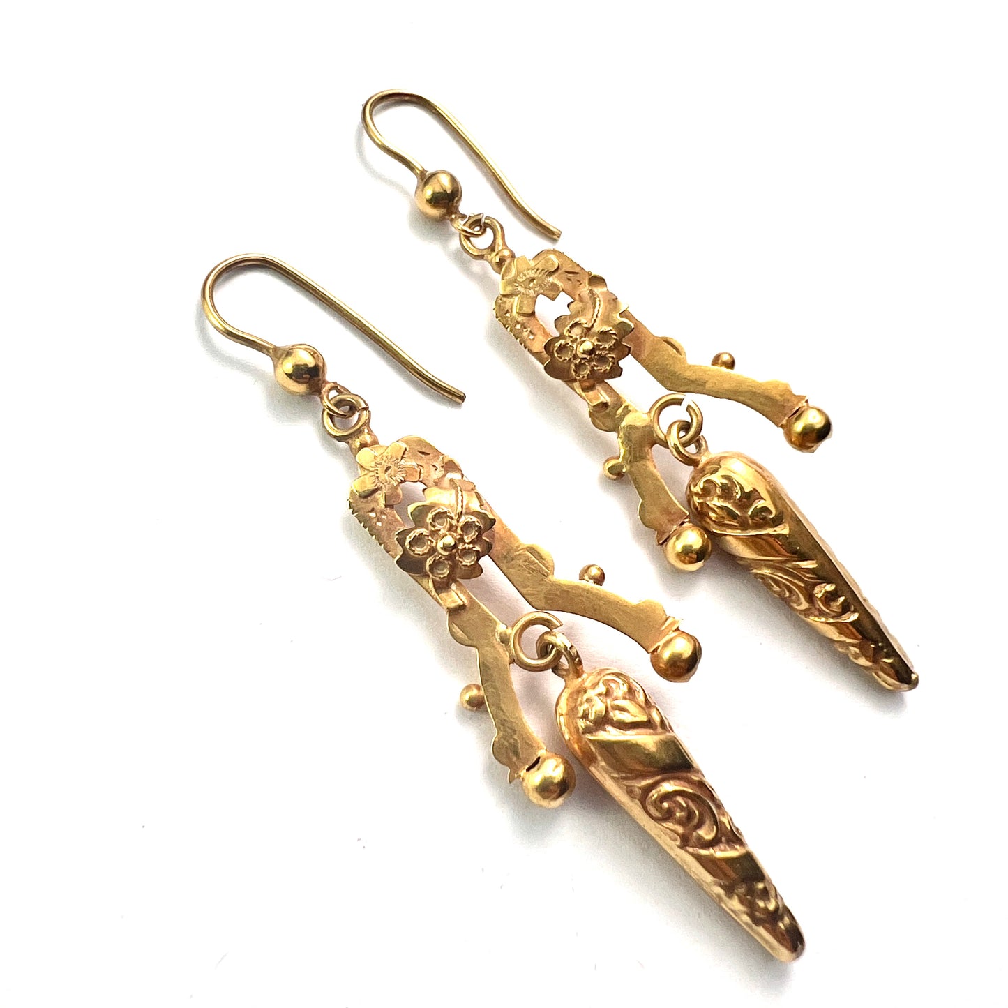 Edwardian c.1913 Gold Articulated Drop Earrings