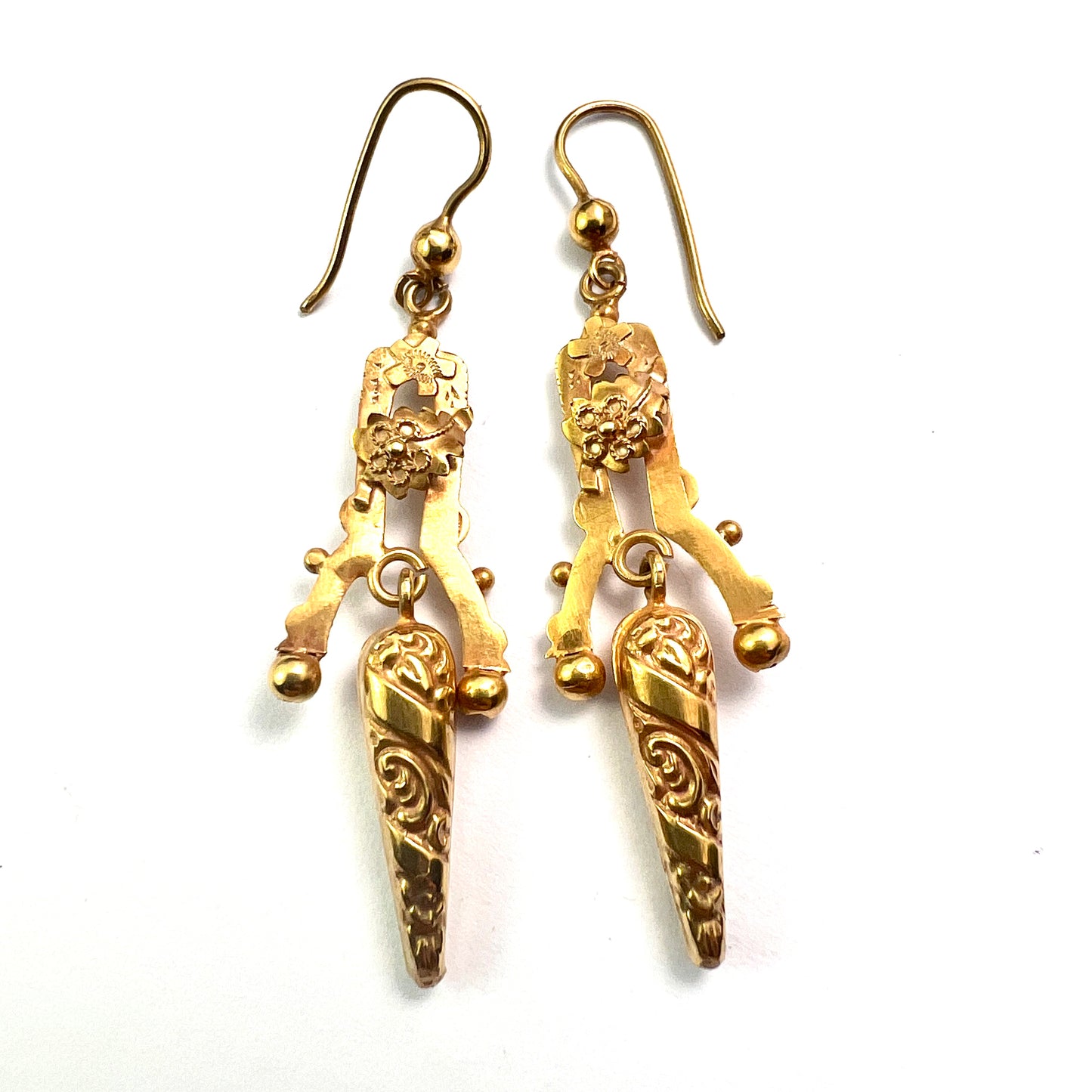 Edwardian c.1913 Gold Articulated Drop Earrings