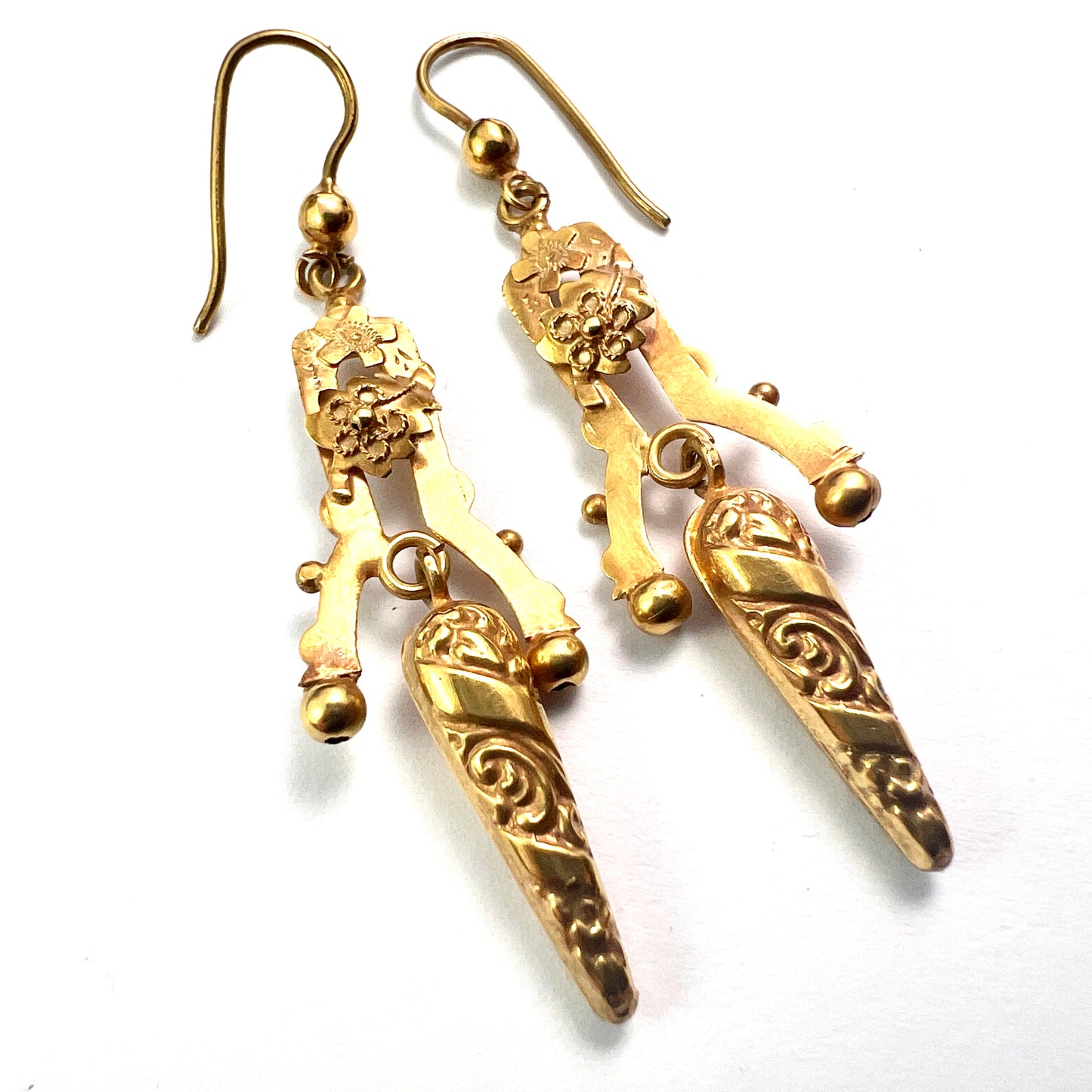 Edwardian c.1913 Gold Articulated Drop Earrings