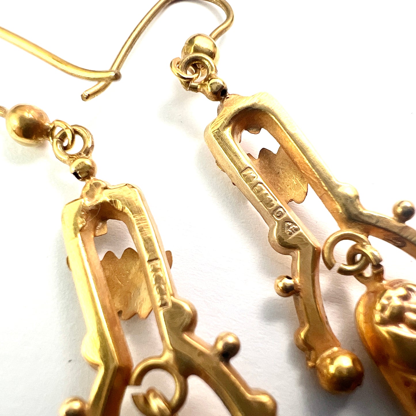 Edwardian c.1913 Gold Articulated Drop Earrings