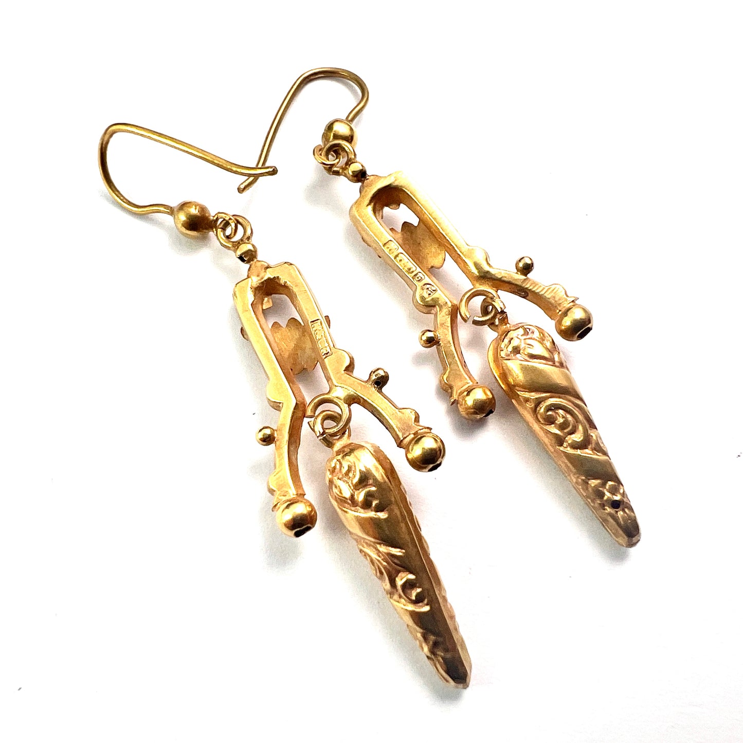 Edwardian c.1913 Gold Articulated Drop Earrings