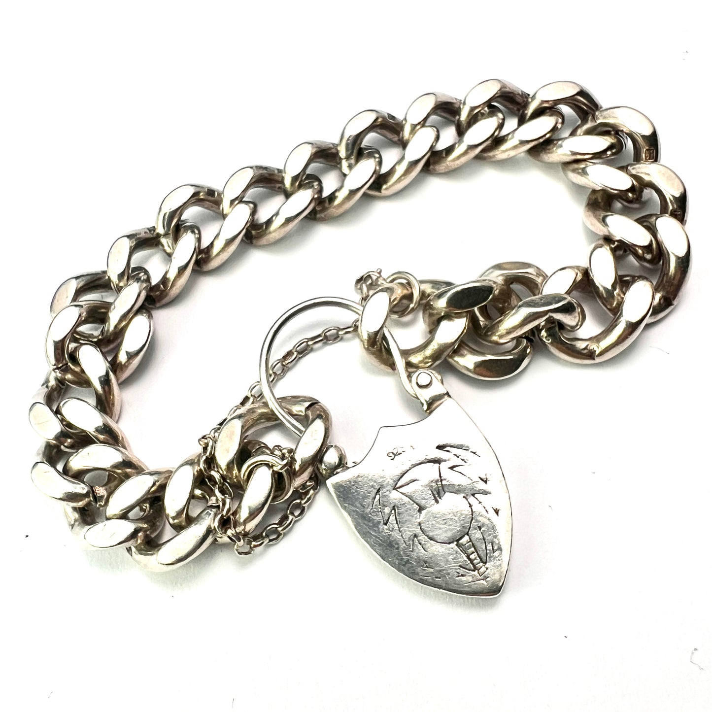 Victorian Hallmarked Silver Scottish Bracelet with Lapis Lazuli Padlock