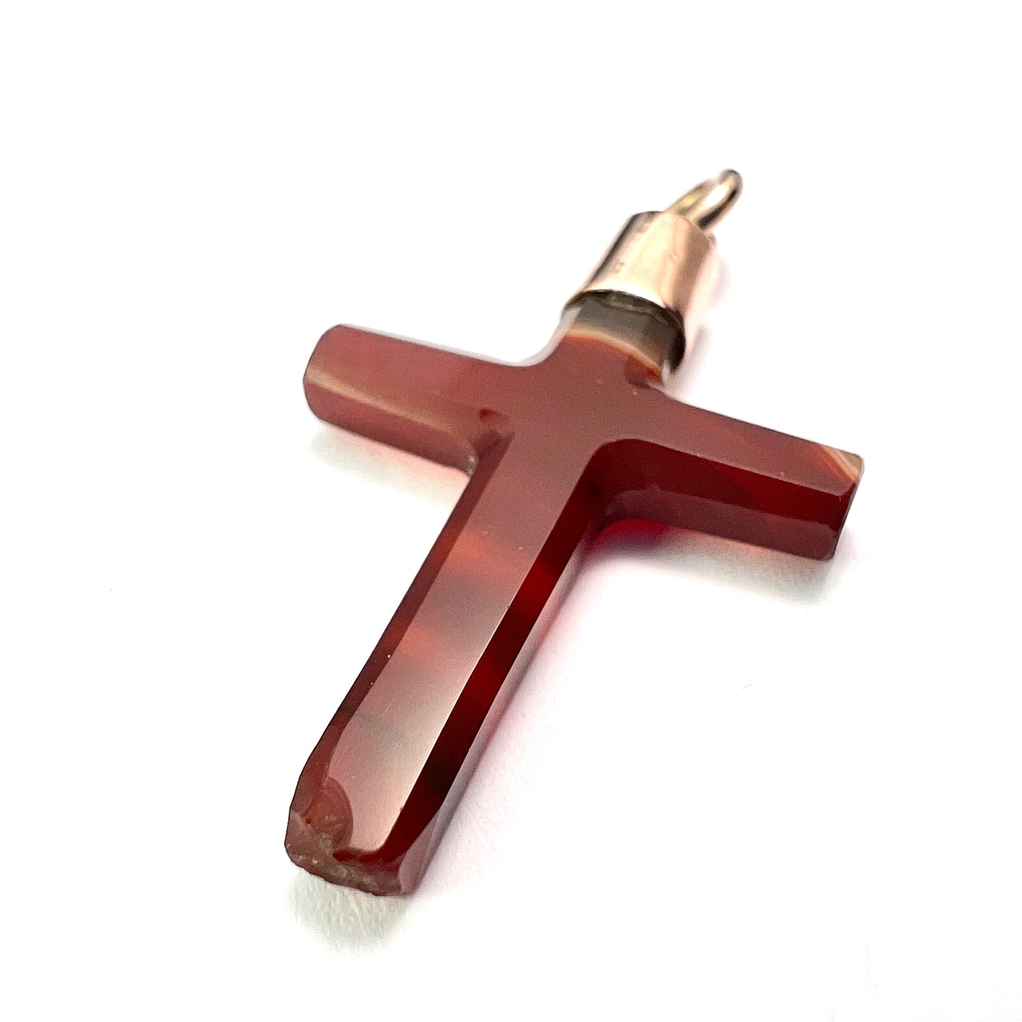 Victorian Gold Carved Agate Cross Pendant