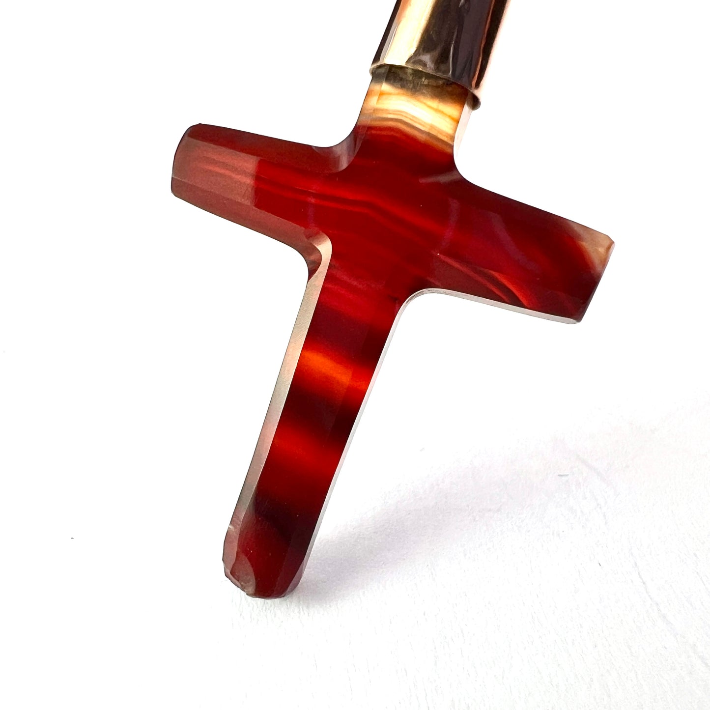 Victorian Gold Carved Agate Cross Pendant