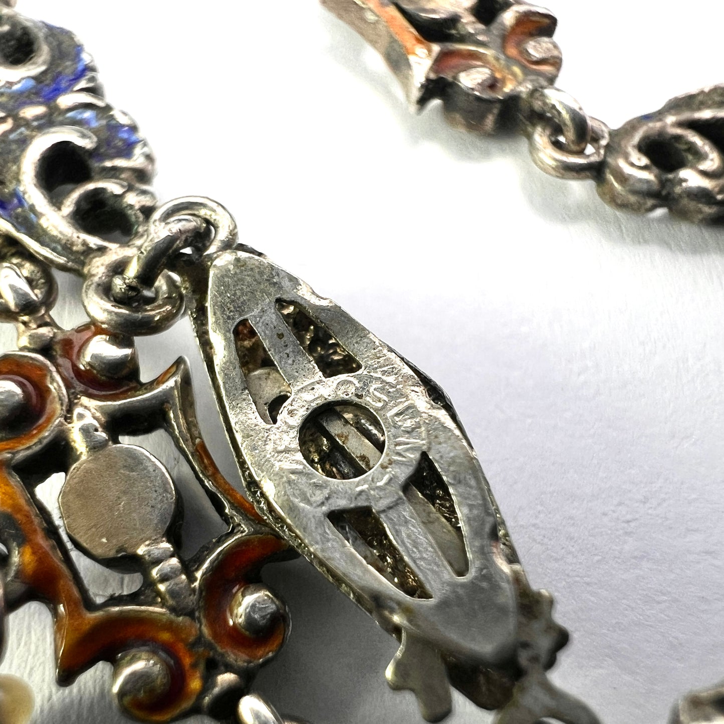 Victorian Austro-Hungarian Enamelled Silver Chain Necklace