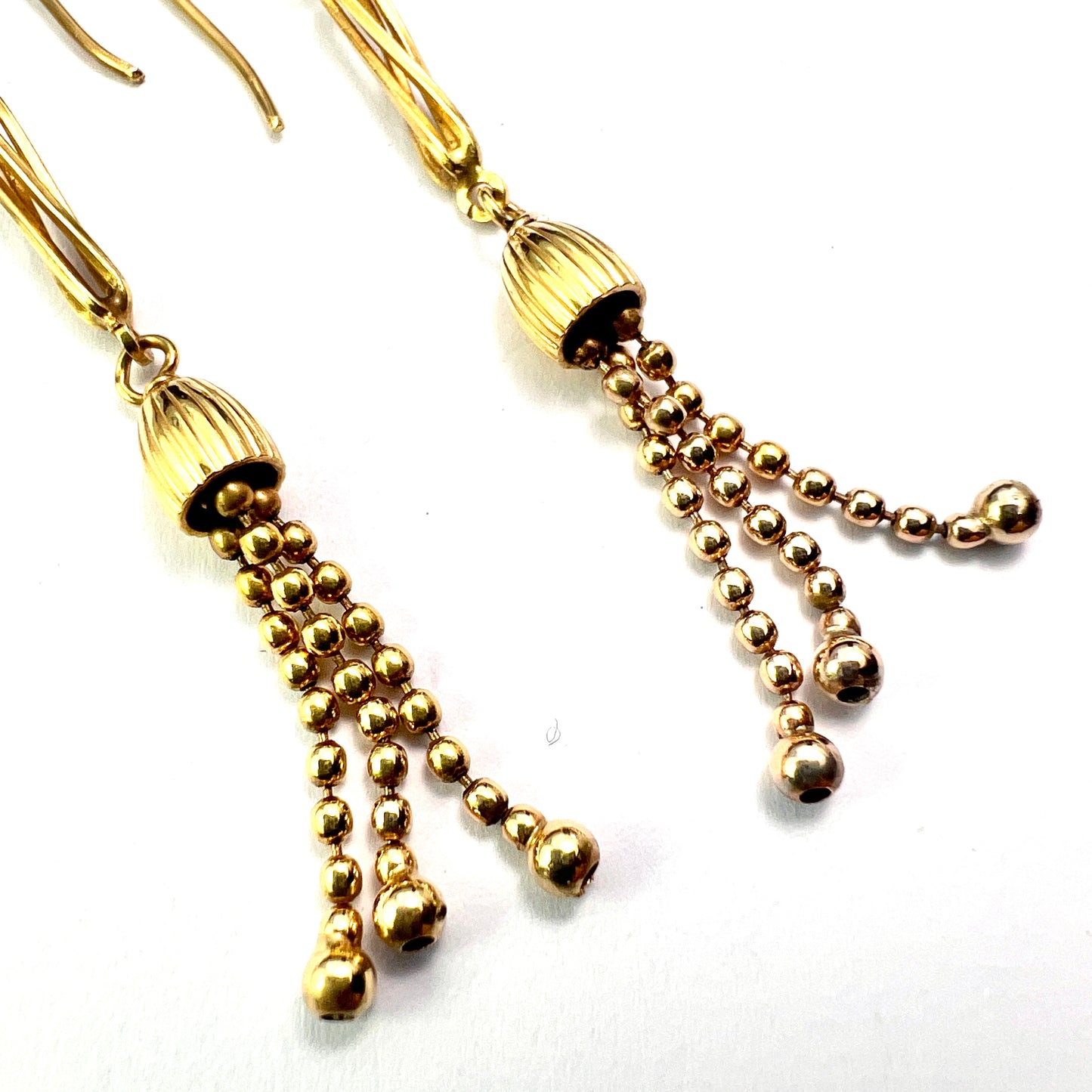 Antique Long 9CT Gold Tassel Earrings