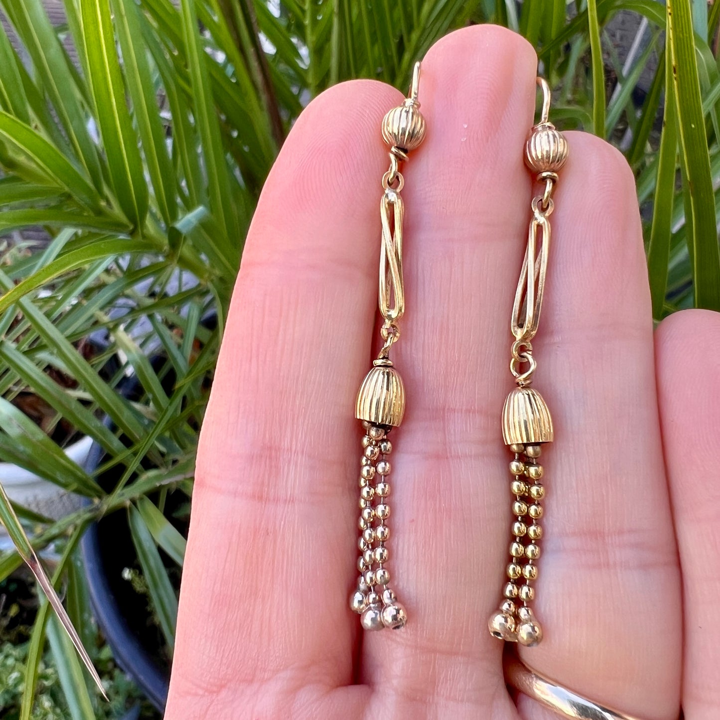 Antique Long 9CT Gold Tassel Earrings