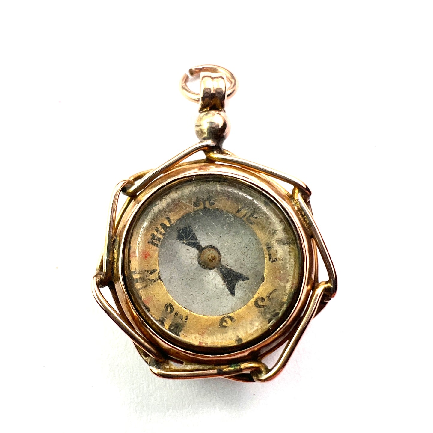 Antique 9CT Gold Removable Compass Pendant