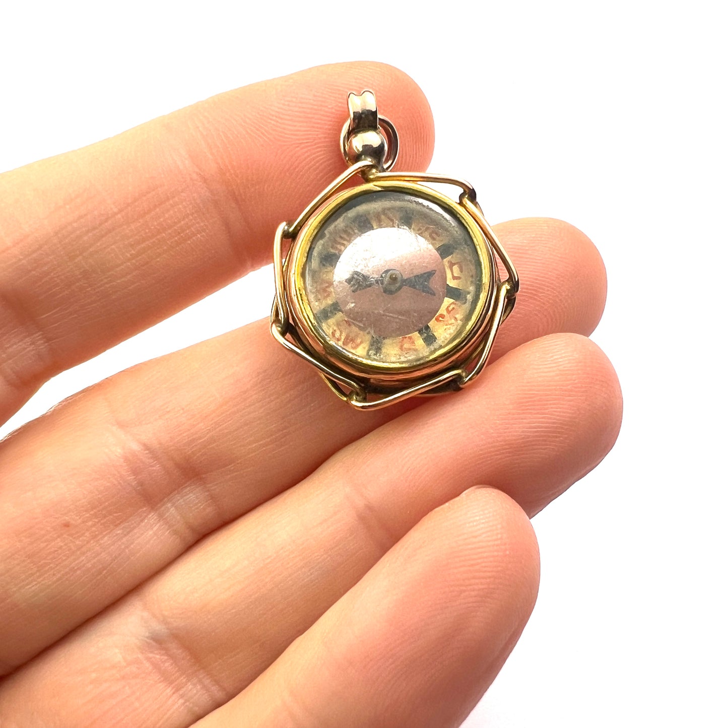 Antique 9CT Gold Removable Compass Pendant
