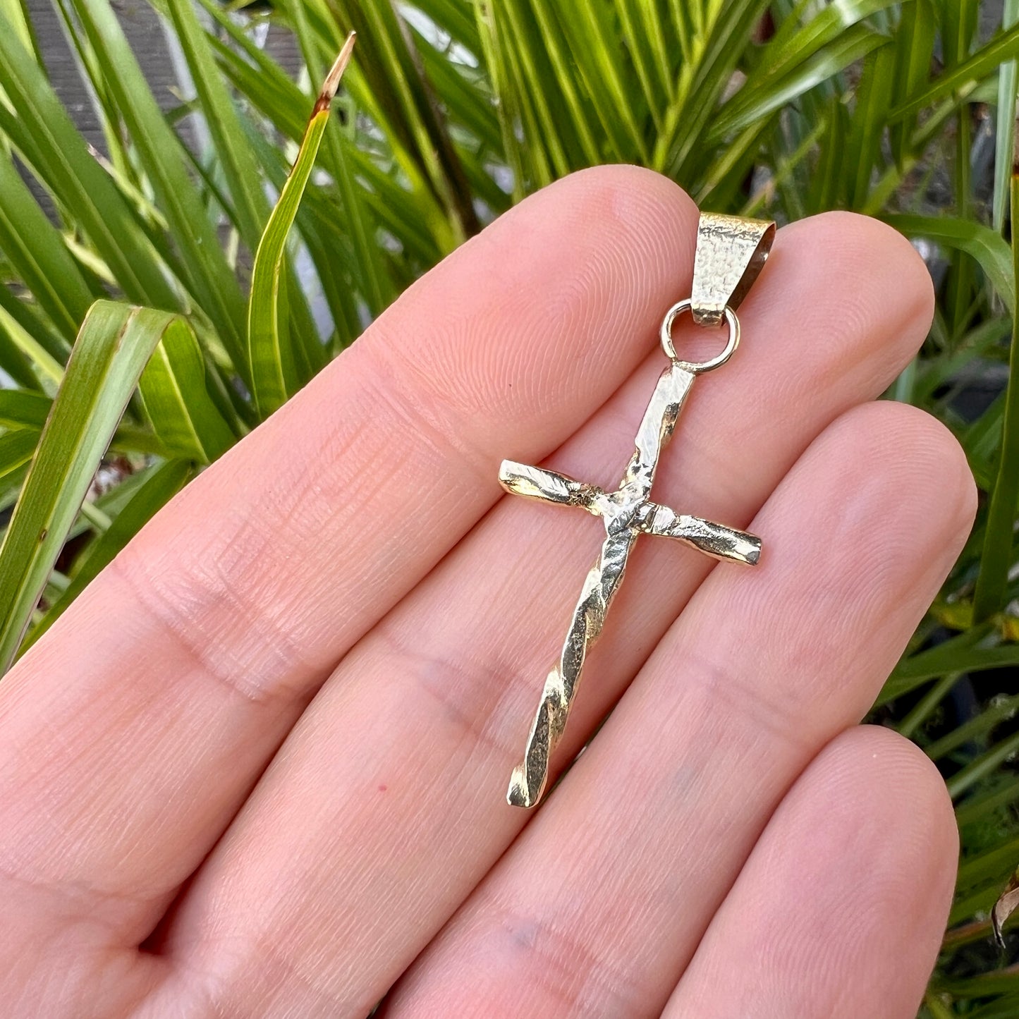 Large Vintage 9CT Gold Handmade Cross Pendant