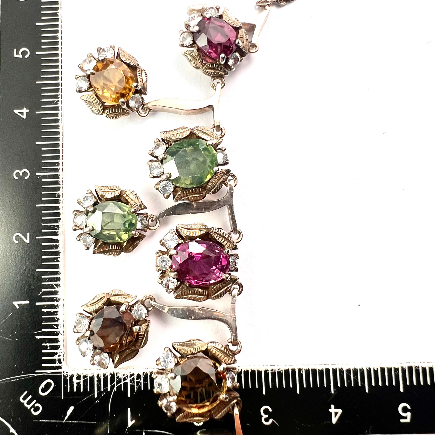 Vintage 9CT Gold and Silver Gemstone Necklace
