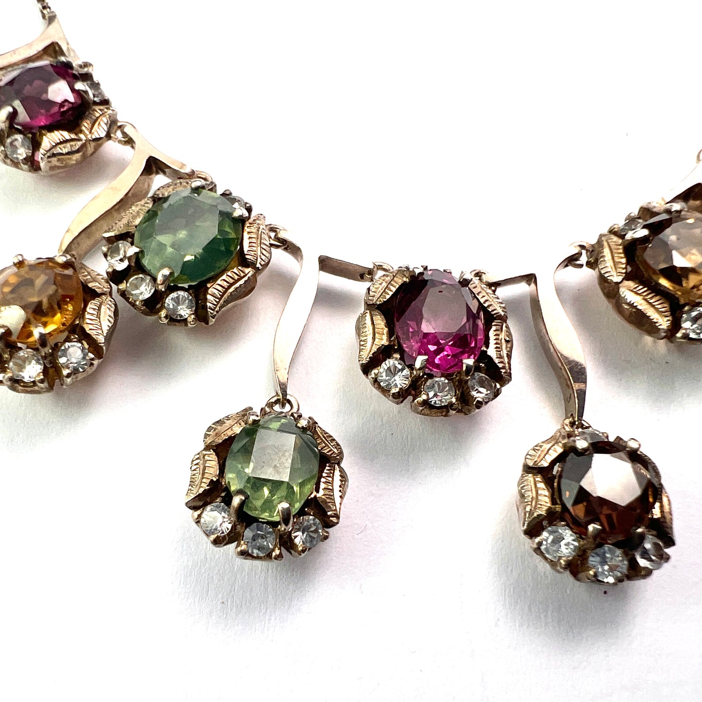 Vintage 9CT Gold and Silver Gemstone Necklace