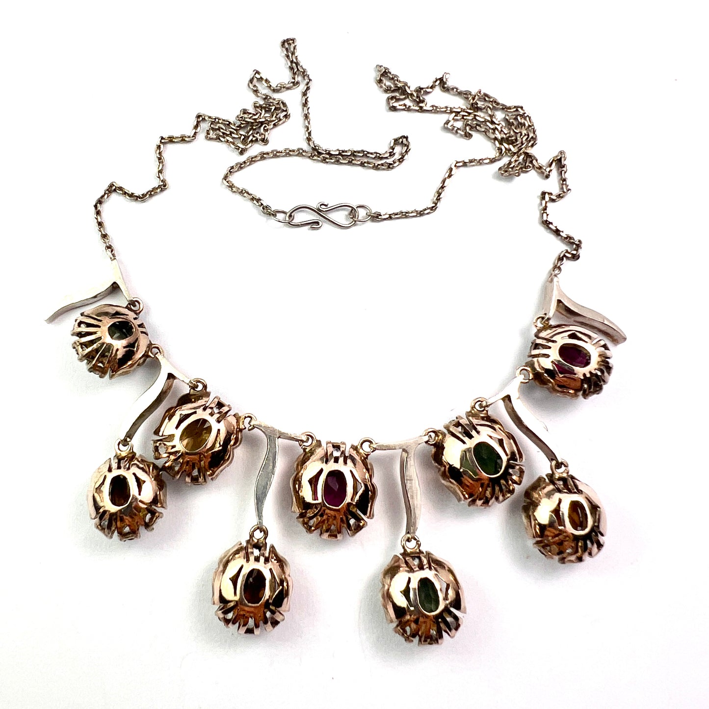 Vintage 9CT Gold and Silver Gemstone Necklace