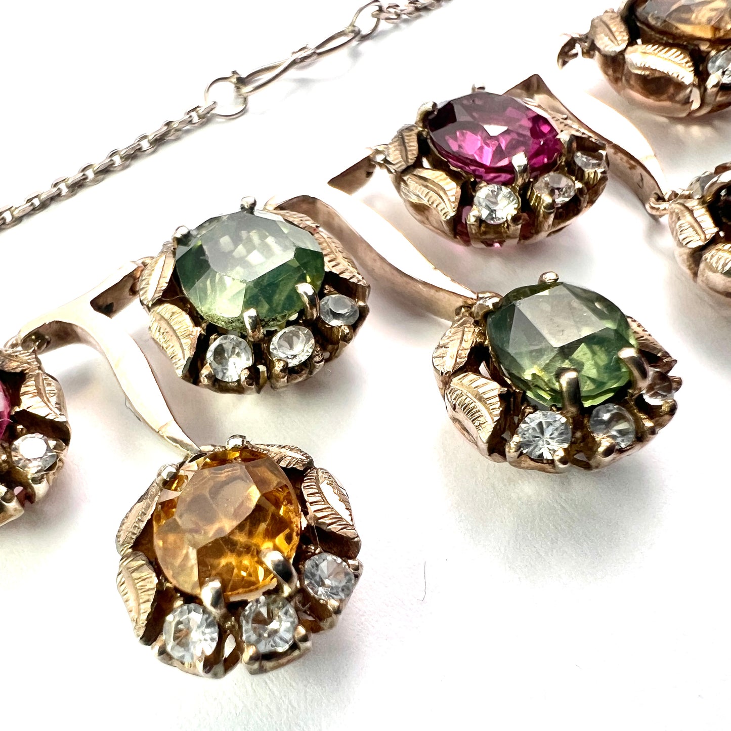 Vintage 9CT Gold and Silver Gemstone Necklace