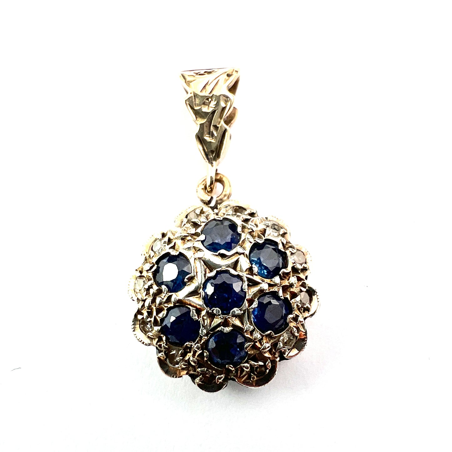 Vintage Sapphire and Diamond Gold Pendant